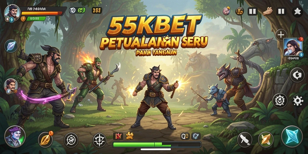 Tangkapan layar gameplay 55KBET dengan aksi petualangan menegangkan.