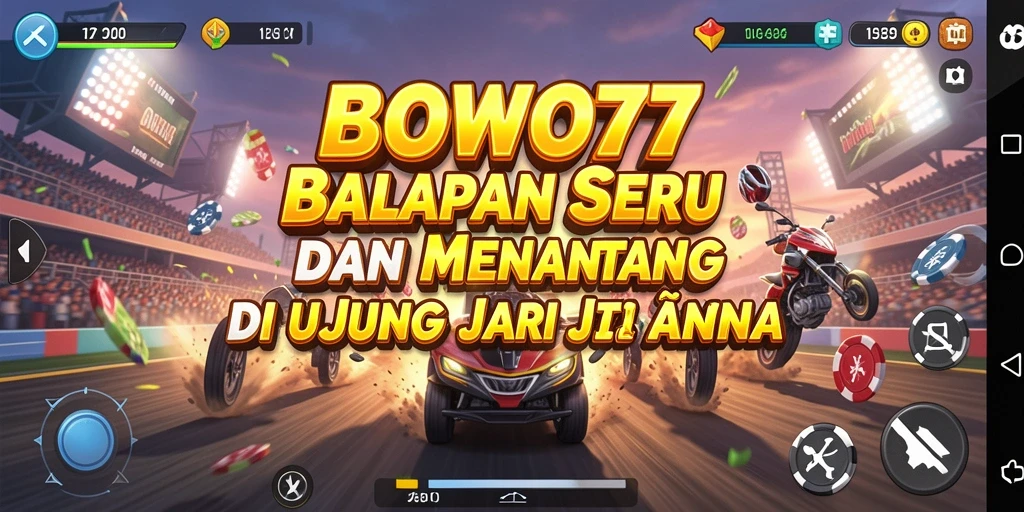 Screenshot BOWO77 menampilkan aksi balapan seru di trek yang menantang.