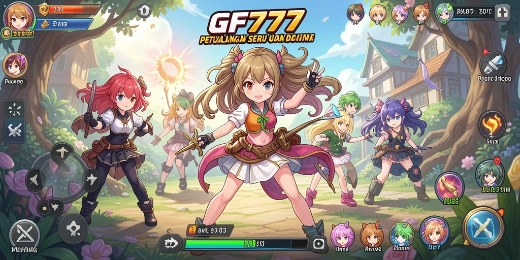 Tampilan gameplay seru dari GF777 dengan karakter anime yang menarik.