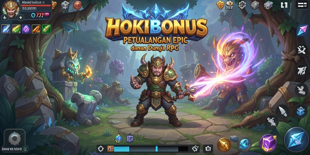 Tangkapan layar gameplay HOKIBONUS yang menampilkan aksi RPG yang mendebarkan.