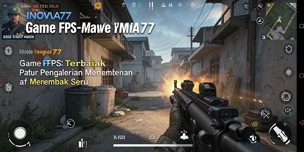 Tangkapan layar gameplay INOVA77 dengan aksi menembak yang seru.