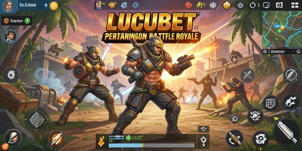 Tangkapan layar <strong>LUCUBET</strong> menampilkan aksi seru dalam pertempuran Battle Royale.