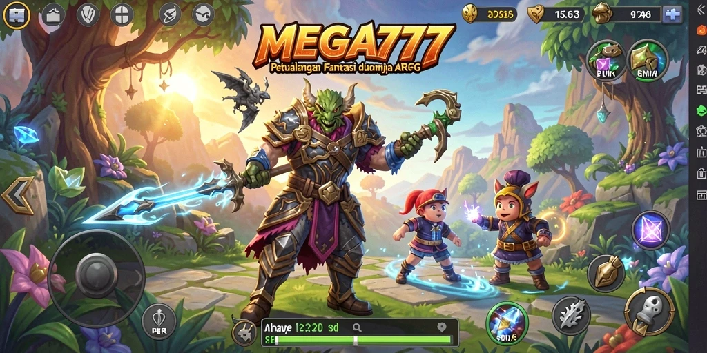 Gameplay MEGA777 menampilkan pertarungan epik di dunia fantasi.