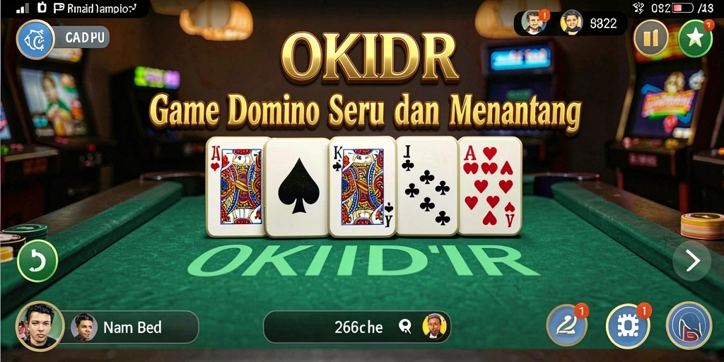 Screenshot gameplay OKIDR menampilkan keseruan permainan domino yang intens.