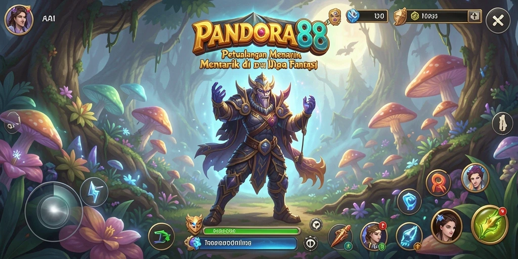 Screenshot gameplay PANDORA88 menunjukkan petualangan epik di dunia fantastis.