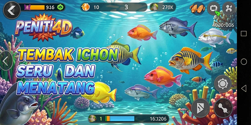 Screenshot gameplay PENITI4D yang penuh aksi Tembak Ikan.
