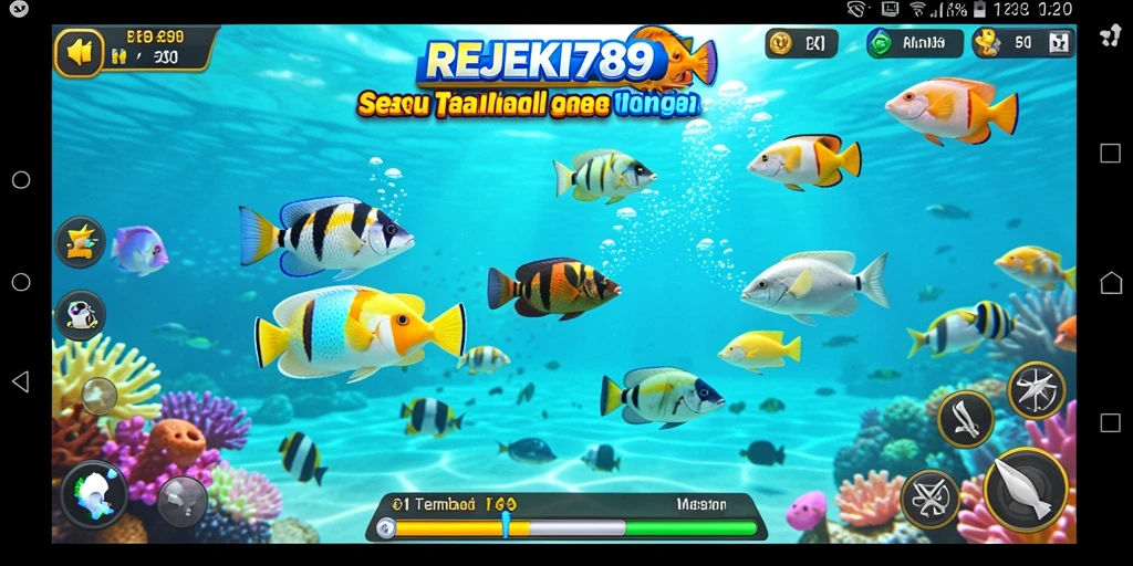 Screenshot gameplay menunjukkan serunya menembak ikan di REJEKI789.